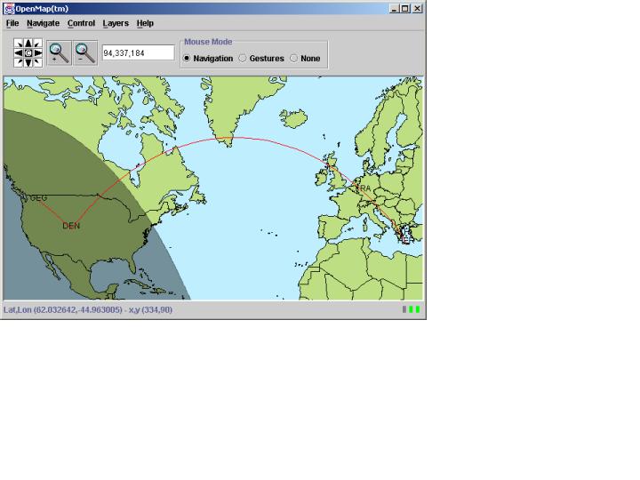 OpenMap display of itinerary